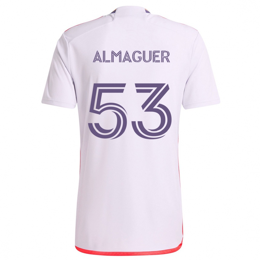 Vaikiškas Jorge Almaguer #53 Balta Raudona Violetinė Išvykos Marškinėliai 2024/25 T-Shirt