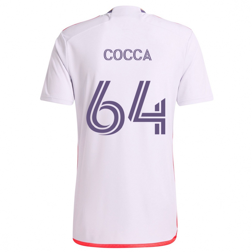 Vaikiškas Manuel Cocca #64 Balta Raudona Violetinė Išvykos Marškinėliai 2024/25 T-Shirt