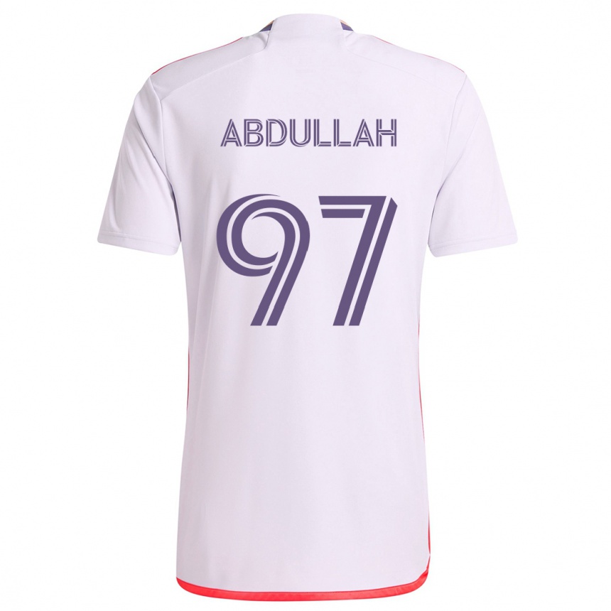 Vaikiškas Majed Abdullah #97 Balta Raudona Violetinė Išvykos Marškinėliai 2024/25 T-Shirt