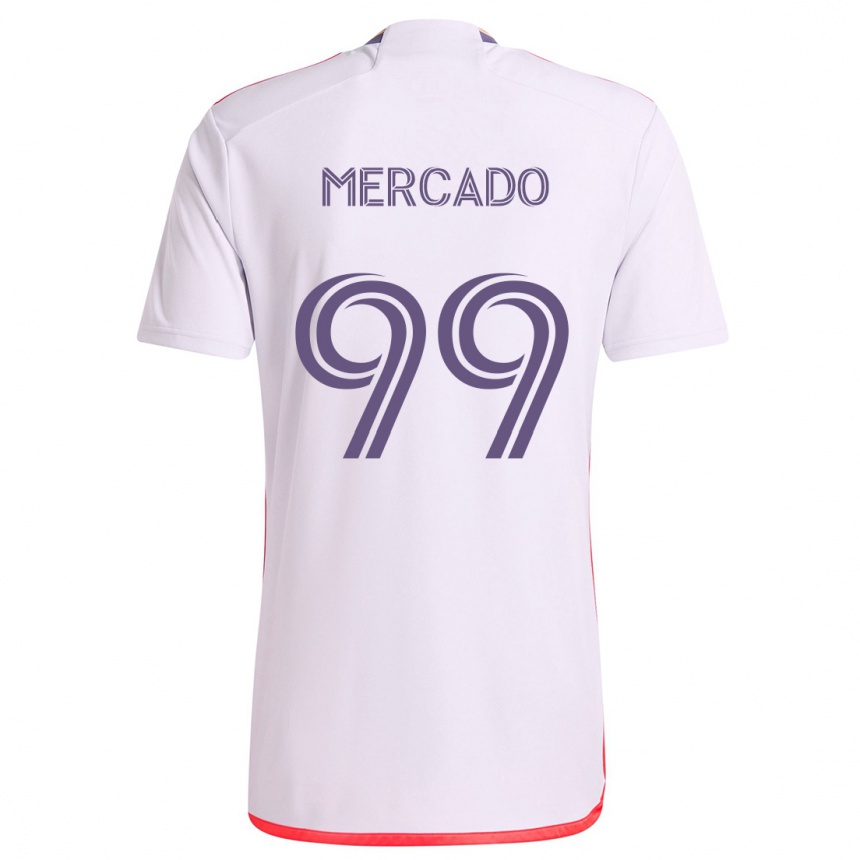 Vaikiškas Carlos Mercado #99 Balta Raudona Violetinė Išvykos Marškinėliai 2024/25 T-Shirt