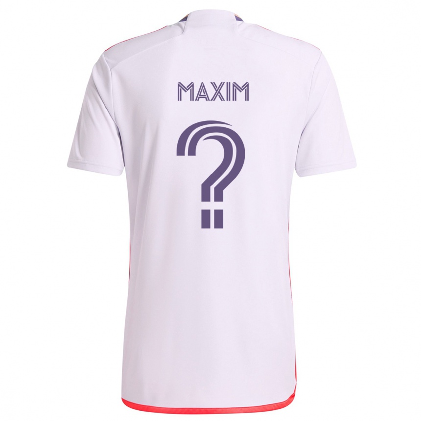 Vaikiškas Luca Maxim #0 Balta Raudona Violetinė Išvykos Marškinėliai 2024/25 T-Shirt