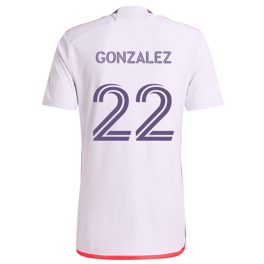 Vaikiškas Gastón González #22 Balta Raudona Violetinė Išvykos Marškinėliai 2024/25 T-Shirt