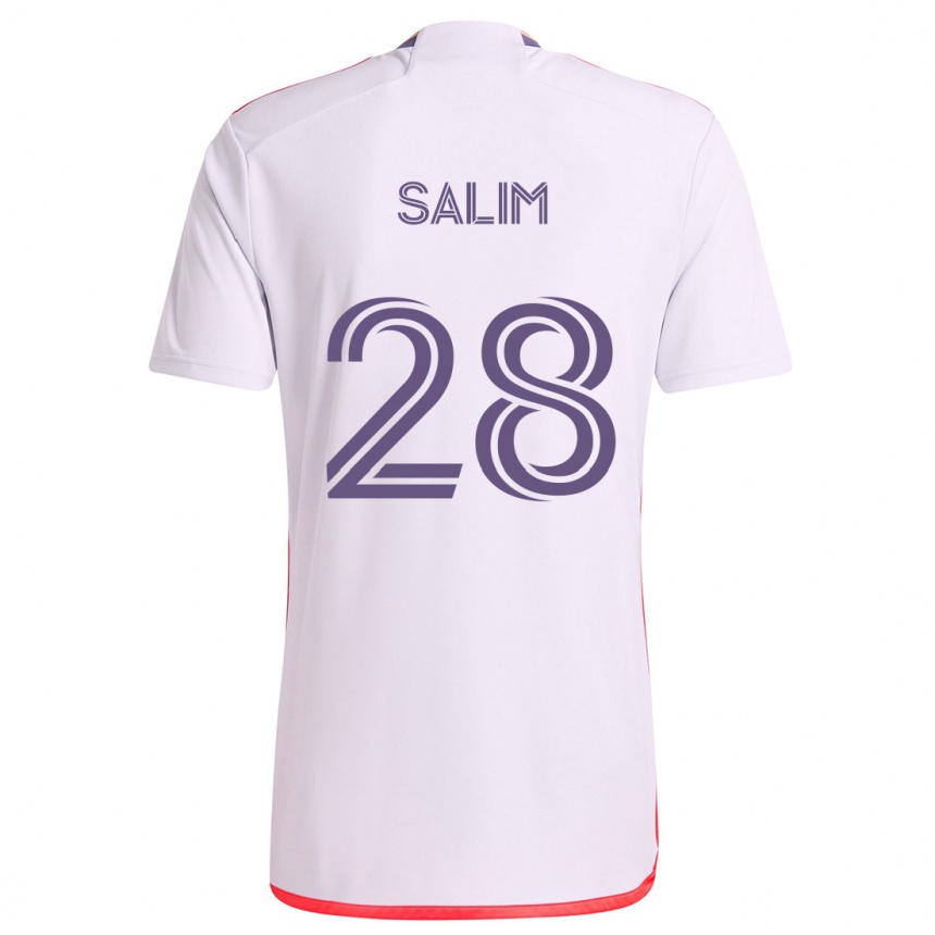 Vaikiškas Abdi Salim #28 Balta Raudona Violetinė Išvykos Marškinėliai 2024/25 T-Shirt