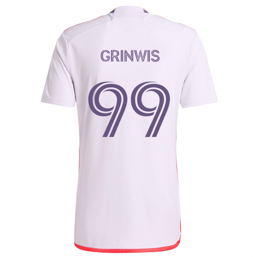 Vaikiškas Adam Grinwis #99 Balta Raudona Violetinė Išvykos Marškinėliai 2024/25 T-Shirt