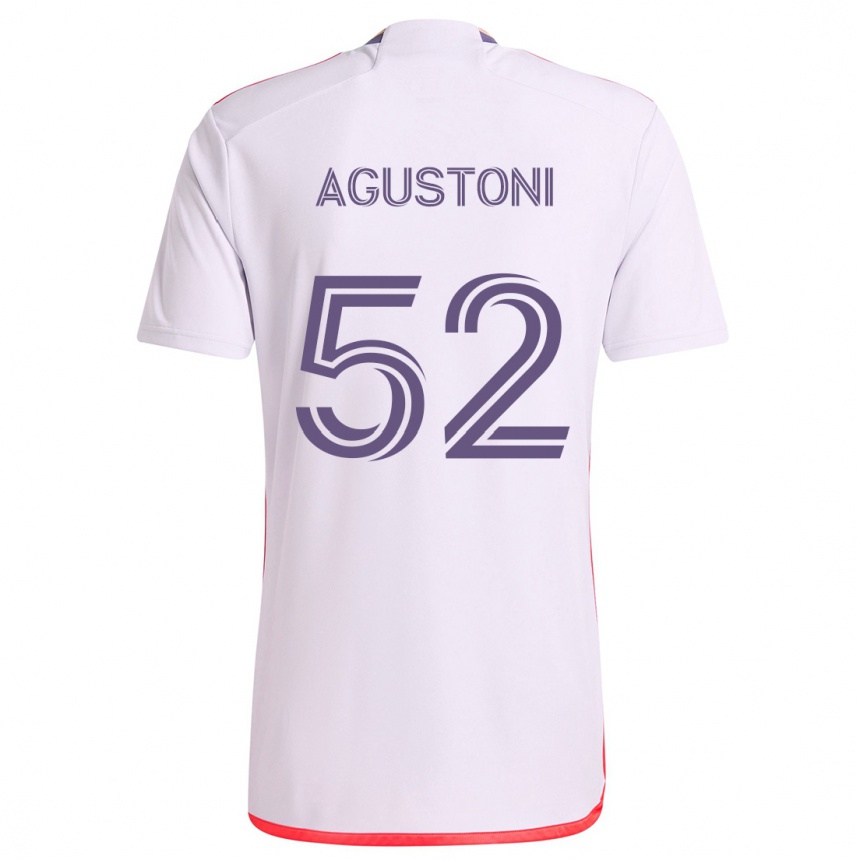 Vaikiškas Gonzalo Agustoni #52 Balta Raudona Violetinė Išvykos Marškinėliai 2024/25 T-Shirt