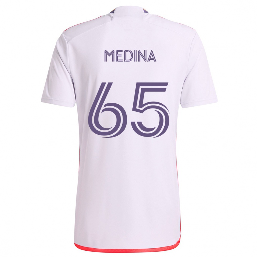 Vaikiškas Cristian Medina #65 Balta Raudona Violetinė Išvykos Marškinėliai 2024/25 T-Shirt