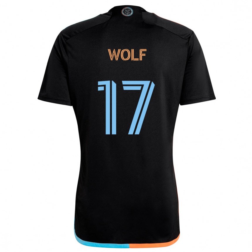 Vaikiškas Hannes Wolf #17 Juoda Oranžinė Mėlyna Išvykos Marškinėliai 2024/25 T-Shirt