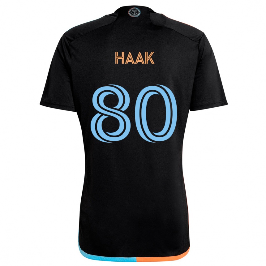 Vaikiškas Justin Haak #80 Juoda Oranžinė Mėlyna Išvykos Marškinėliai 2024/25 T-Shirt