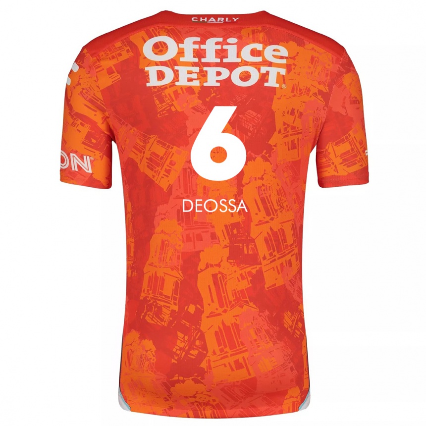 Vaikiškas Nelson Deossa #6 Oranžinė Balta Išvykos Marškinėliai 2024/25 T-Shirt