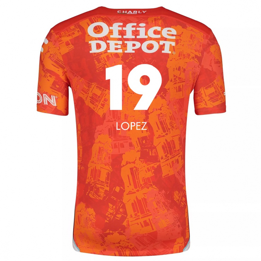 Vaikiškas Javier Eduardo López #19 Oranžinė Balta Išvykos Marškinėliai 2024/25 T-Shirt