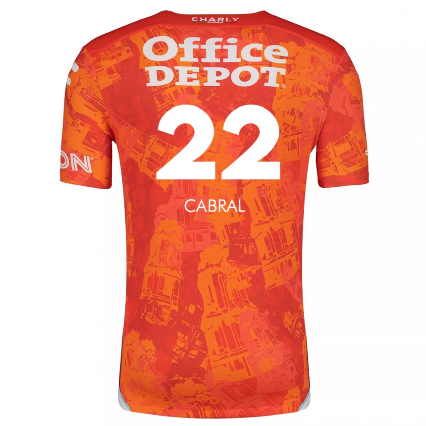 Vaikiškas Gustavo Cabral #22 Oranžinė Balta Išvykos Marškinėliai 2024/25 T-Shirt