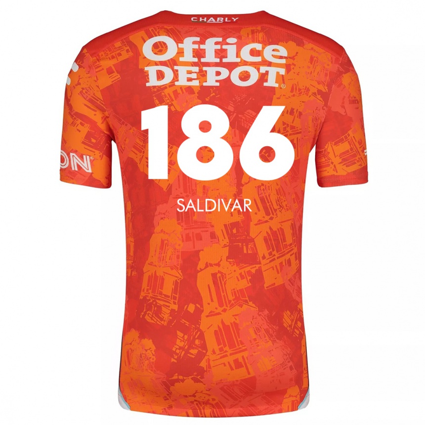 Vaikiškas José Saldívar #186 Oranžinė Balta Išvykos Marškinėliai 2024/25 T-Shirt