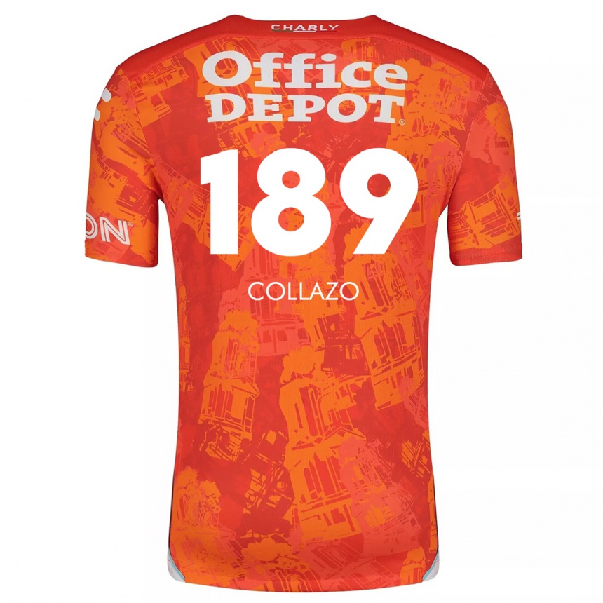 Vaikiškas David Collazo #189 Oranžinė Balta Išvykos Marškinėliai 2024/25 T-Shirt