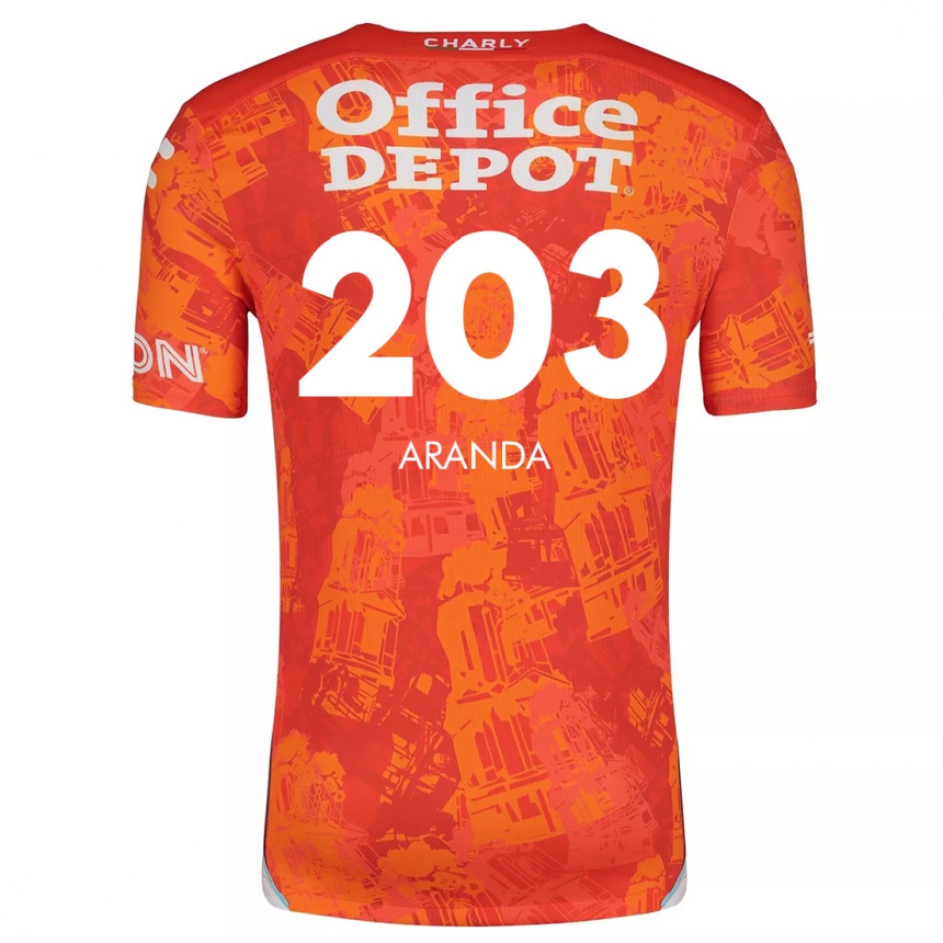 Vaikiškas Juan Aranda #203 Oranžinė Balta Išvykos Marškinėliai 2024/25 T-Shirt