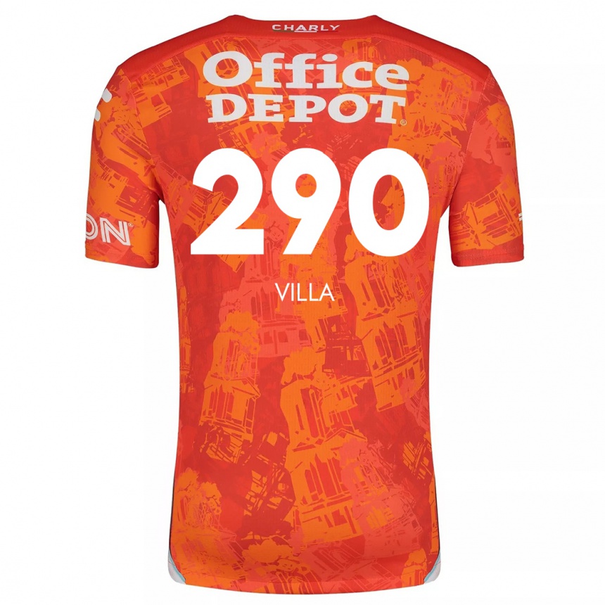 Vaikiškas Adrián Villa #290 Oranžinė Balta Išvykos Marškinėliai 2024/25 T-Shirt