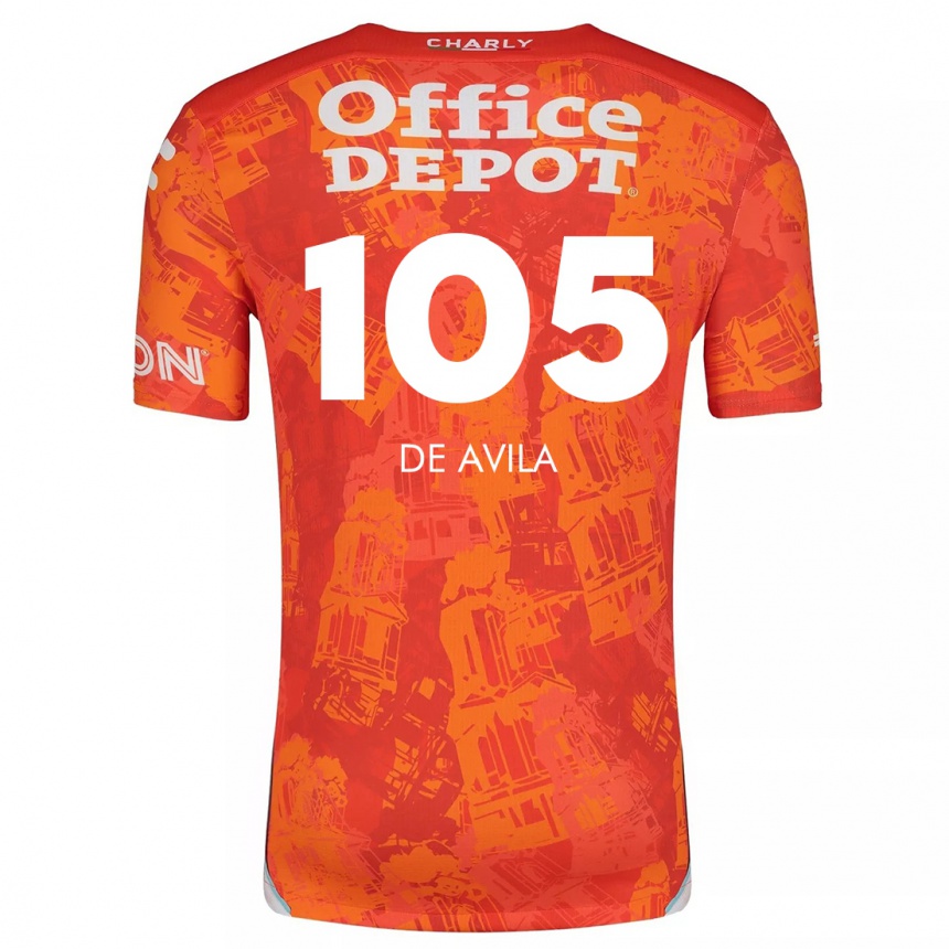 Vaikiškas José De Ávila #105 Oranžinė Balta Išvykos Marškinėliai 2024/25 T-Shirt