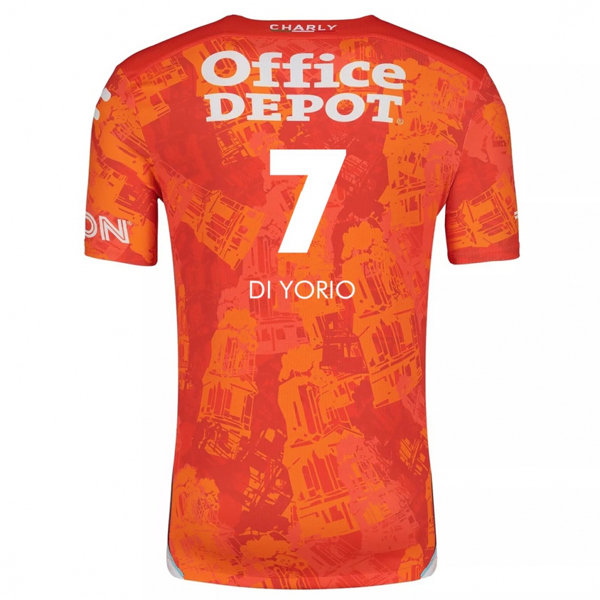 Vaikiškas Lucas Di Yorio #7 Oranžinė Balta Išvykos Marškinėliai 2024/25 T-Shirt