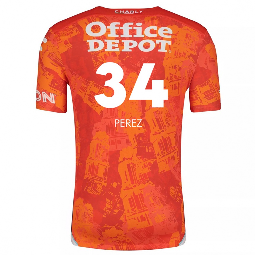 Vaikiškas Julio Pérez #34 Oranžinė Balta Išvykos Marškinėliai 2024/25 T-Shirt