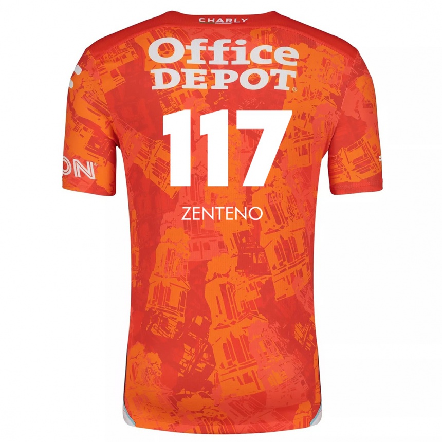 Vaikiškas Gustavo Zenteno #117 Oranžinė Balta Išvykos Marškinėliai 2024/25 T-Shirt