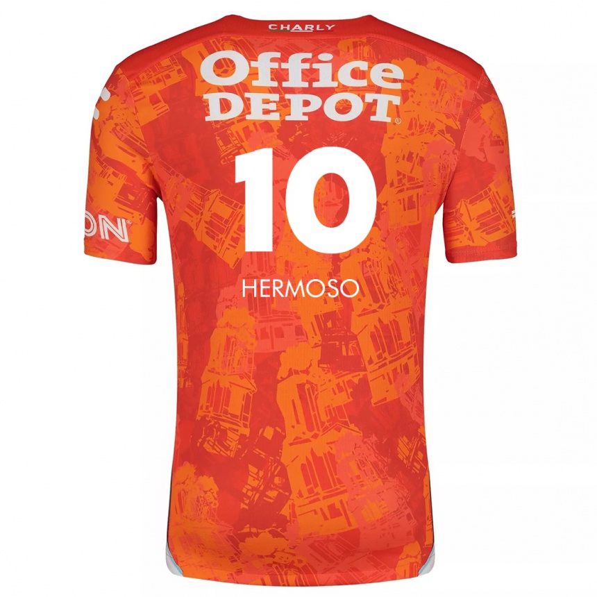 Vaikiškas Jennifer Hermoso #10 Oranžinė Balta Išvykos Marškinėliai 2024/25 T-Shirt