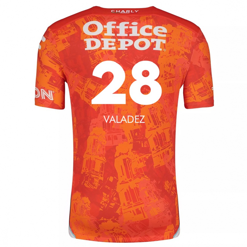 Vaikiškas Julia Valadez #28 Oranžinė Balta Išvykos Marškinėliai 2024/25 T-Shirt