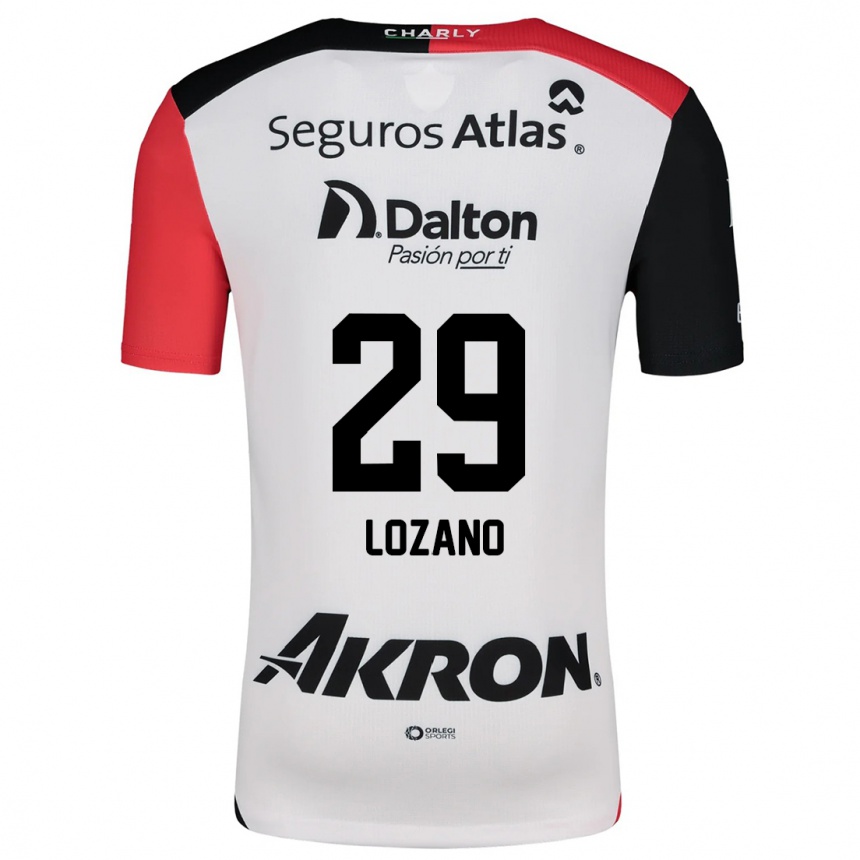 Vaikiškas Brian Lozano #29 Balta Raudona Juoda Išvykos Marškinėliai 2024/25 T-Shirt