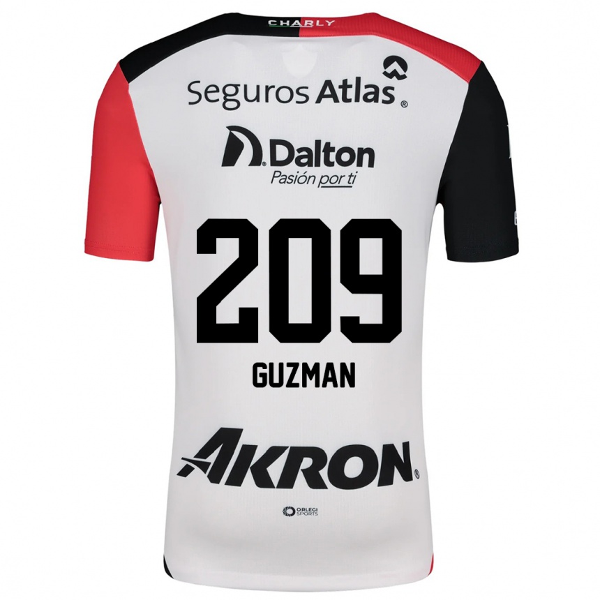 Vaikiškas Jorge Guzmán #209 Balta Raudona Juoda Išvykos Marškinėliai 2024/25 T-Shirt