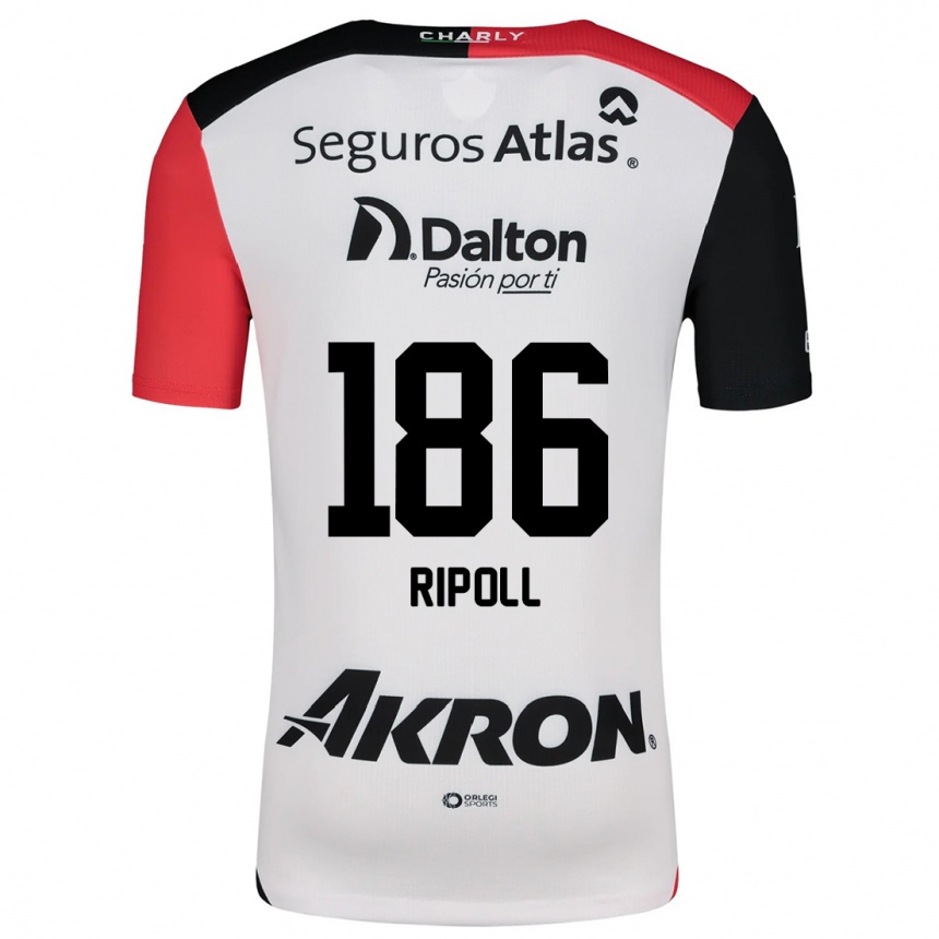 Vaikiškas Alonso Ripoll #186 Balta Raudona Juoda Išvykos Marškinėliai 2024/25 T-Shirt