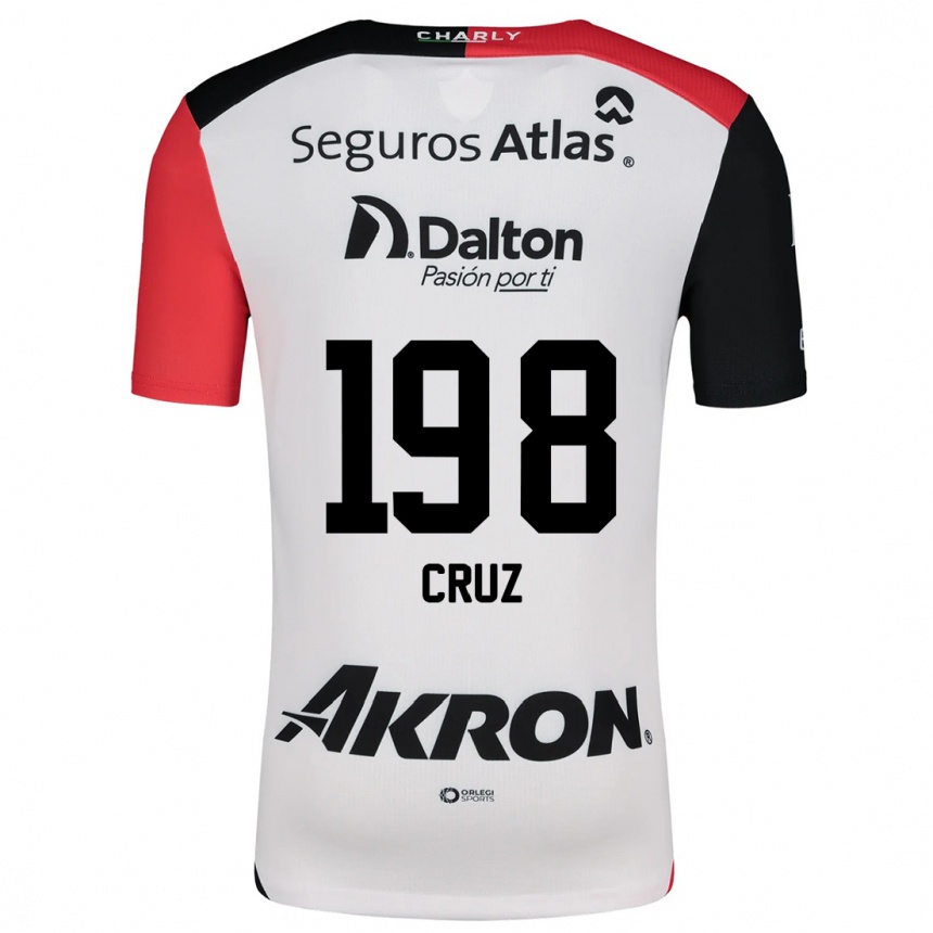 Vaikiškas Carlos Cruz #198 Balta Raudona Juoda Išvykos Marškinėliai 2024/25 T-Shirt