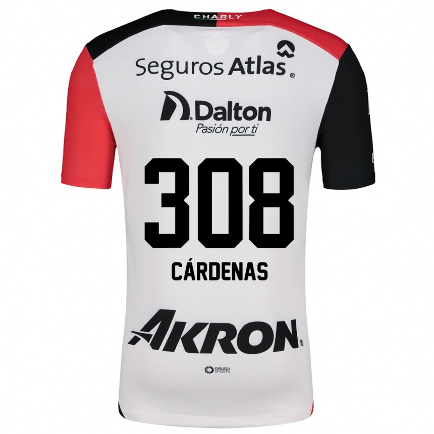 Vaikiškas Rodrigo Cárdenas #308 Balta Raudona Juoda Išvykos Marškinėliai 2024/25 T-Shirt