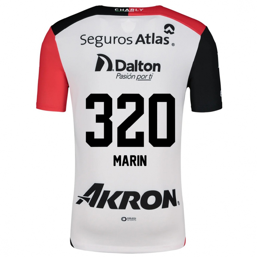 Vaikiškas Donato Marín #320 Balta Raudona Juoda Išvykos Marškinėliai 2024/25 T-Shirt