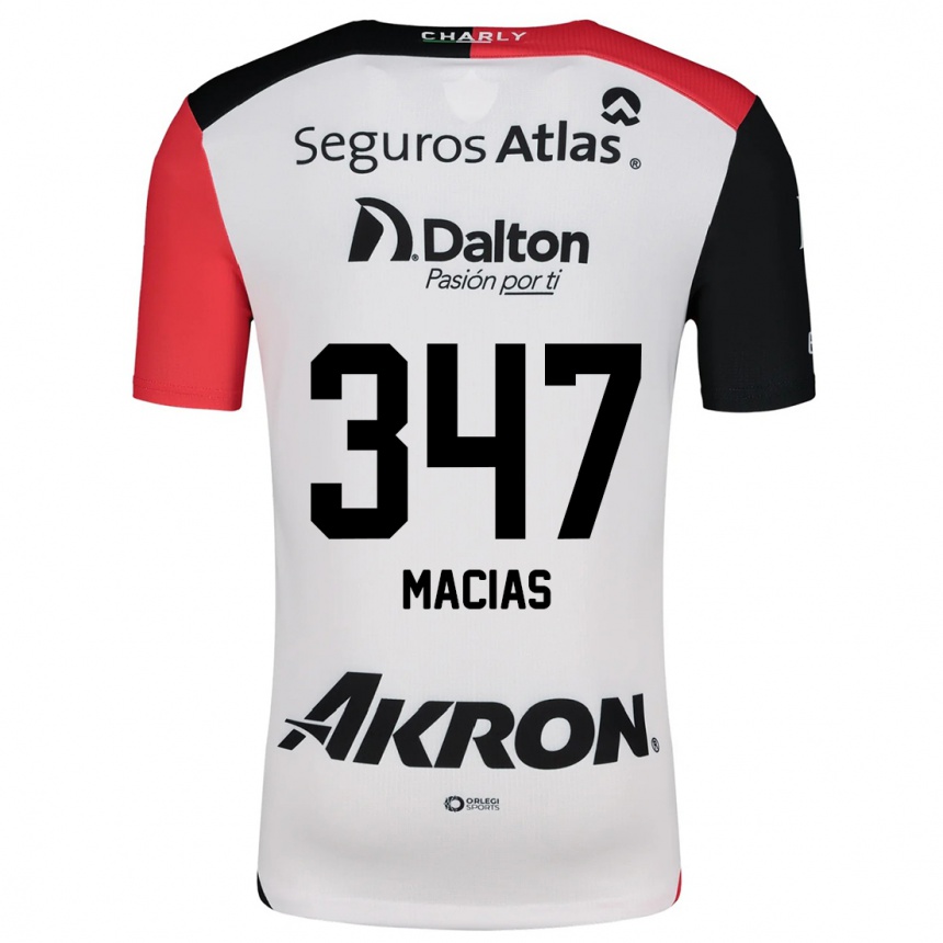 Vaikiškas Ángel Macías #347 Balta Raudona Juoda Išvykos Marškinėliai 2024/25 T-Shirt