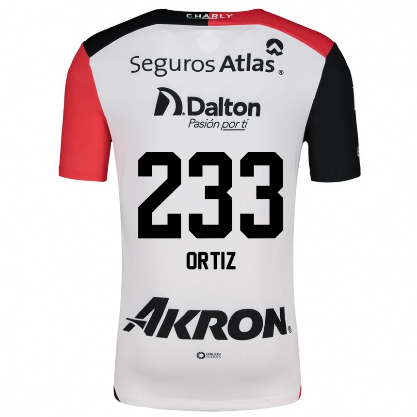 Vaikiškas Brandon Ortiz #233 Balta Raudona Juoda Išvykos Marškinėliai 2024/25 T-Shirt