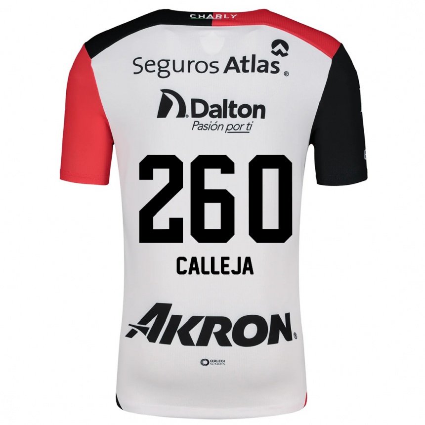 Vaikiškas Diego Calleja #260 Balta Raudona Juoda Išvykos Marškinėliai 2024/25 T-Shirt