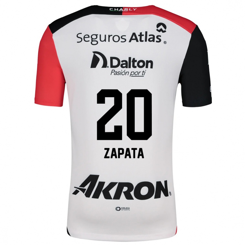 Vaikiškas Juan Zapata #20 Balta Raudona Juoda Išvykos Marškinėliai 2024/25 T-Shirt