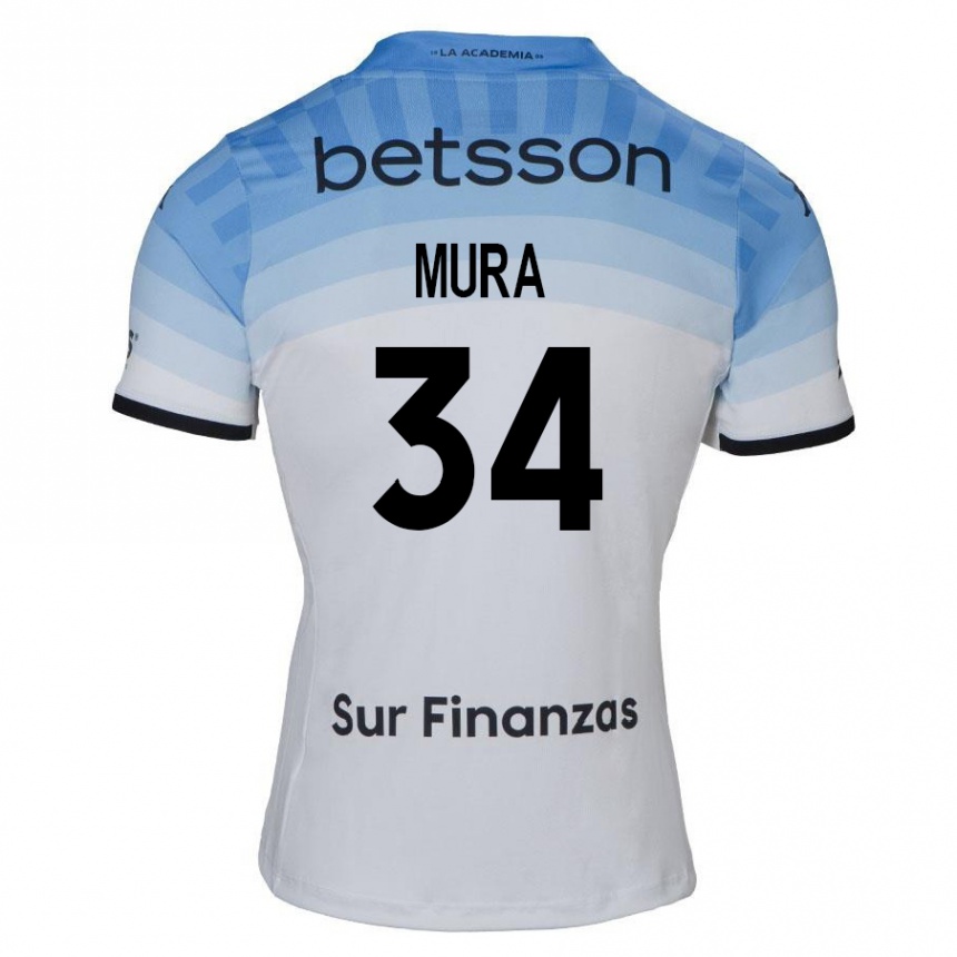 Vaikiškas Facundo Mura #34 Balta Mėlyna Juoda Išvykos Marškinėliai 2024/25 T-Shirt