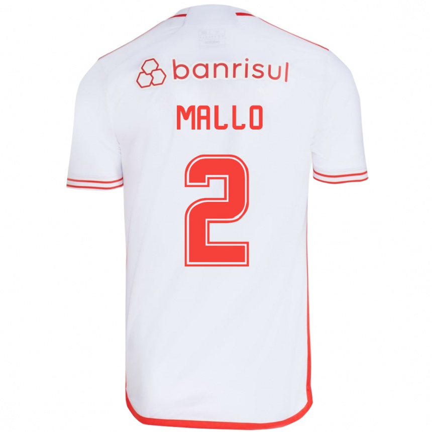 Vaikiškas Hugo Mallo #2 Balta Raudona Išvykos Marškinėliai 2024/25 T-Shirt