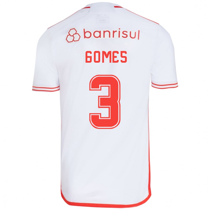 Vaikiškas Igor Gomes #3 Balta Raudona Išvykos Marškinėliai 2024/25 T-Shirt