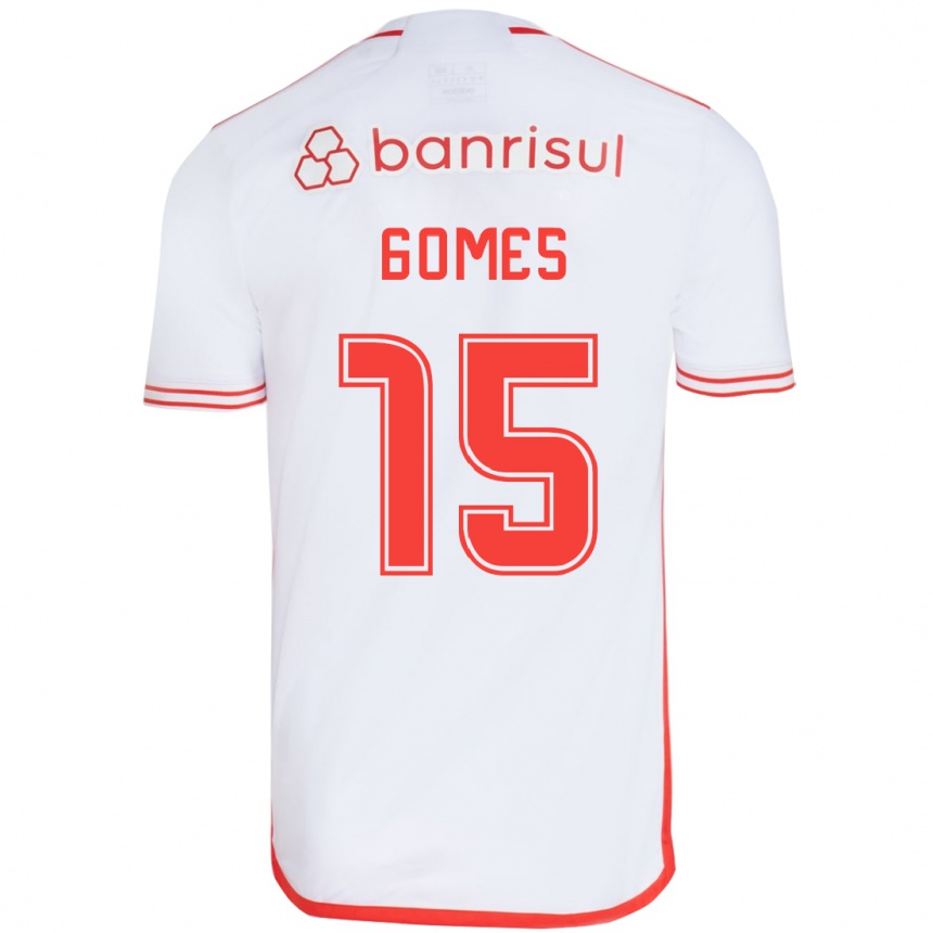 Vaikiškas Bruno Gomes #15 Balta Raudona Išvykos Marškinėliai 2024/25 T-Shirt