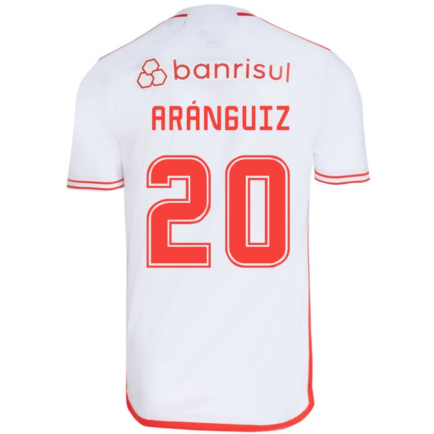 Vaikiškas Charles Aránguiz #20 Balta Raudona Išvykos Marškinėliai 2024/25 T-Shirt