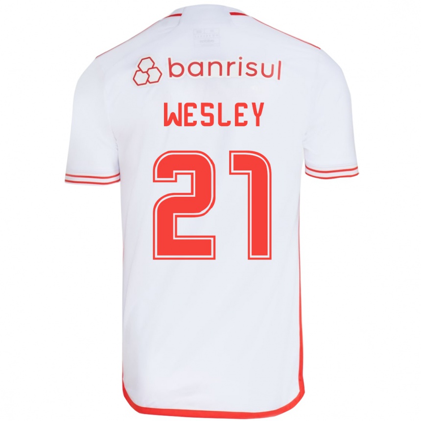 Vaikiškas Wesley #21 Balta Raudona Išvykos Marškinėliai 2024/25 T-Shirt