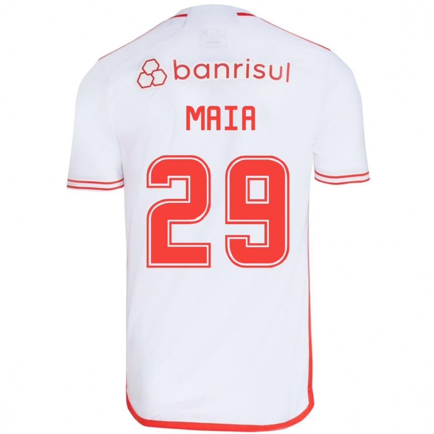 Vaikiškas Thiago Maia #29 Balta Raudona Išvykos Marškinėliai 2024/25 T-Shirt