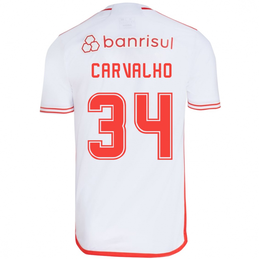 Vaikiškas Gabriel Carvalho #34 Balta Raudona Išvykos Marškinėliai 2024/25 T-Shirt