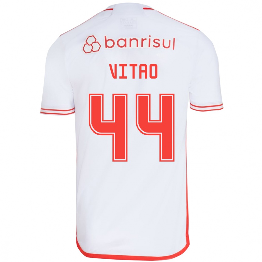 Vaikiškas Vitão #44 Balta Raudona Išvykos Marškinėliai 2024/25 T-Shirt