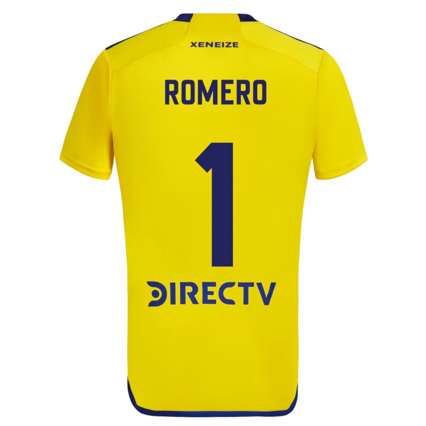 Vaikiškas Sergio Romero #1 Geltona Mėlyna Išvykos Marškinėliai 2024/25 T-Shirt