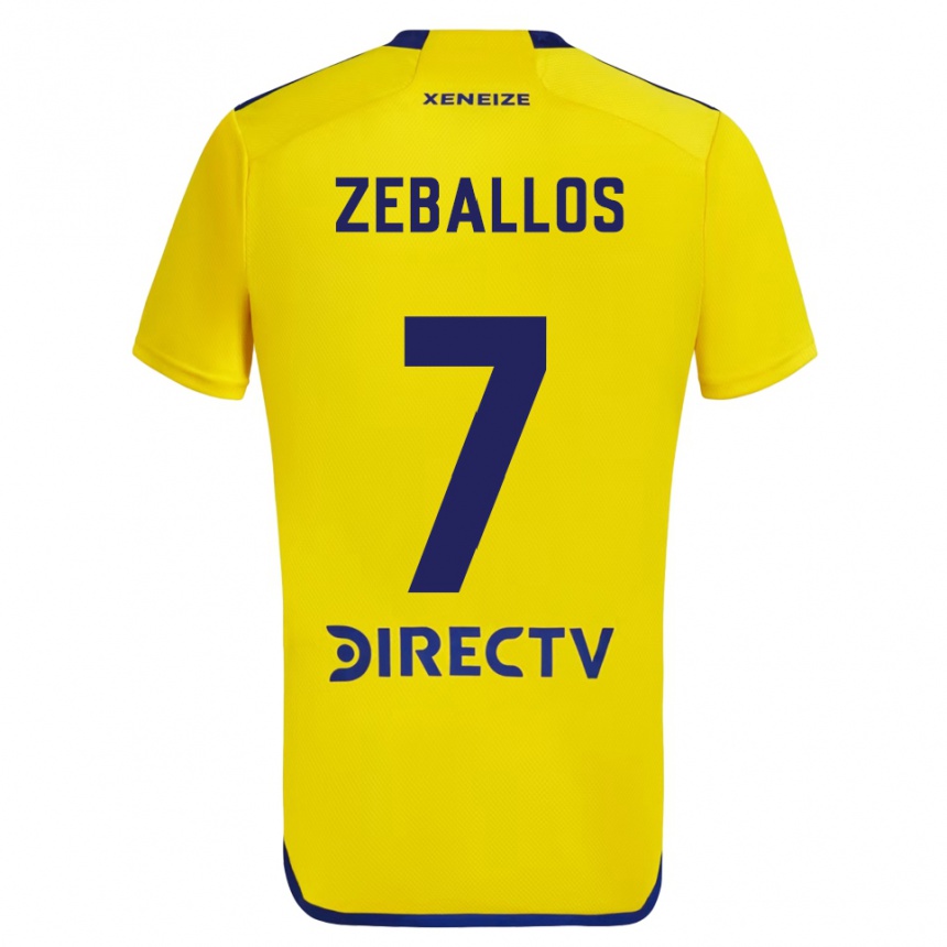 Vaikiškas Exequiel Zeballos #7 Geltona Mėlyna Išvykos Marškinėliai 2024/25 T-Shirt