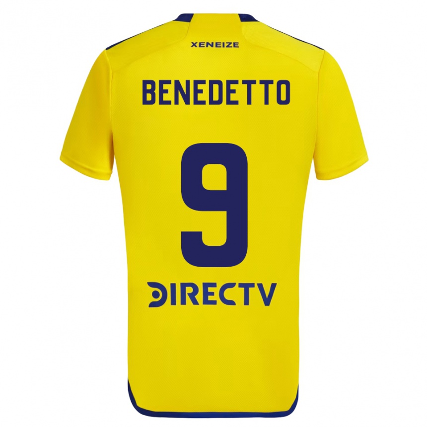 Vaikiškas Darío Benedetto #9 Geltona Mėlyna Išvykos Marškinėliai 2024/25 T-Shirt