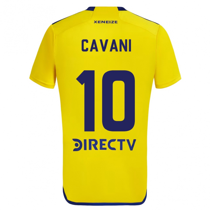 Vaikiškas Edinson Cavani #10 Geltona Mėlyna Išvykos Marškinėliai 2024/25 T-Shirt