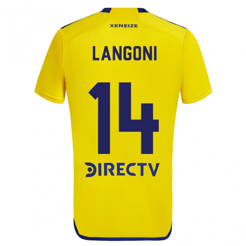 Vaikiškas Luca Langoni #14 Geltona Mėlyna Išvykos Marškinėliai 2024/25 T-Shirt