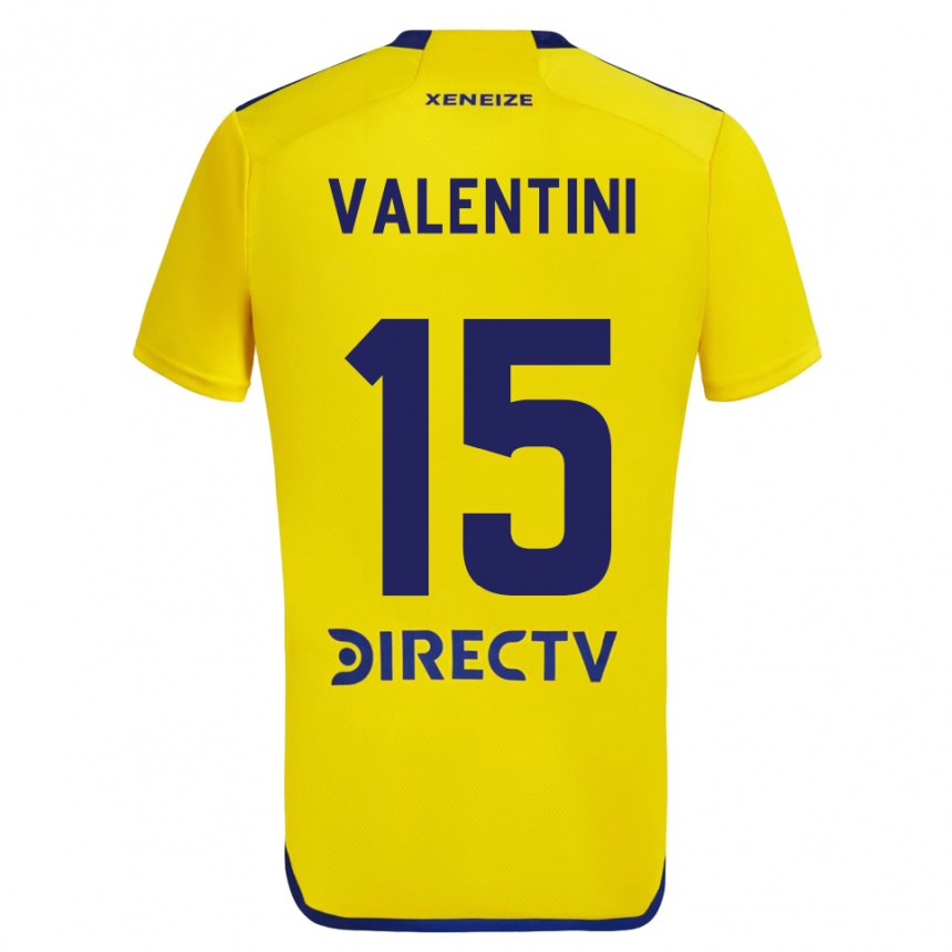 Vaikiškas Nicolás Valentini #15 Geltona Mėlyna Išvykos Marškinėliai 2024/25 T-Shirt